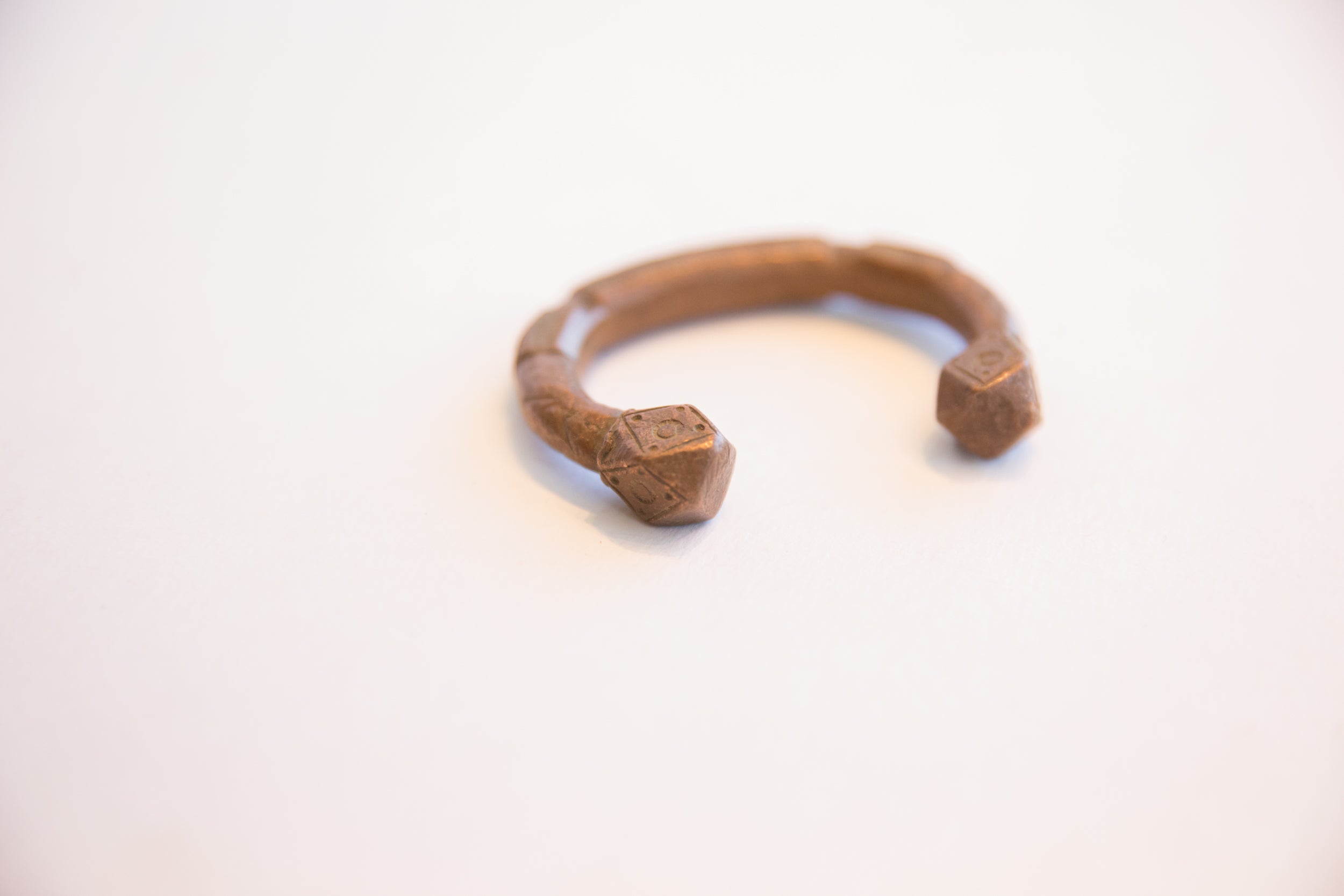 Antique African Geometric Base Small Copper Cuff Bracelet // ONH Item: ab02140, Image 1