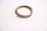 Close-up of the vintage cuff's rounded opening and hand-textured oxidized finish.
