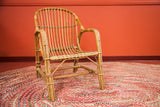 Mid Century Modern Rattan Chair Franco Albini, natural light wood with slatted back.