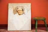 Vintage Salvatore Aucello unfinished portrait of an elderly figure on chippy canvas.