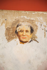 Faint laced sketch lines on the white unfinished canvas of the Salvatore Aucello painting.