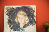 Salvatore Aucello unfinished portrait of a blonde woman with chipped paint texture.