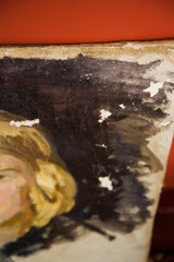 Salvatore Aucello painting detail showing chippy condition and dark painted area.