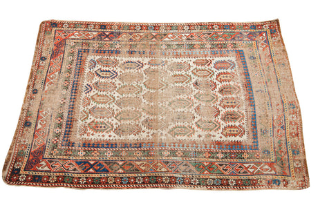 4x5 Distressed Antique Caucasian Rug // ONH Item 1768