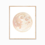 Katelyn Morse Blush Moon watercolor painting, soft blush pink and cream, 8x10.