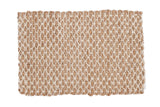 Handmade Charlette jute rug mat with natural brown and beige geometric weave, 2' x 3'.
