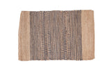 Handmade Coby jute rug with natural and dark gray woven vertical stripes, 2' x 3'.