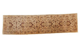 Sultanabad-style Egyptian runner rug featuring red and brown serrated leaves on an antique ivory background.