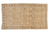 Vintage distressed Malayer carpet with an allover Herati design and bold floral border in sand and bronze.