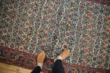 Halvai Bijar rug's ivory ground Herati motif with sky blue, madder red, and forest green.