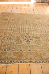 Vintage Sivas rug: lower tree of life planter, arabesque border, meandering leaf, low pile fringe.