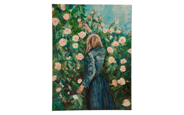 Grace B. Keogh "Woman with Roses" Large Painting // ONH Item CT001144