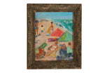 Grace B. Keogh Beach Scene painting with bright, happy colors in an ornate frame.