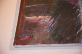 Side view of Grace Keogh painting, showing textured canvas edge and staples.