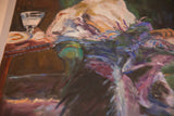 Close-up detail of Grace Keogh painting, highlighting impressionistic brushstrokes and layered colors.
