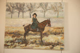 Bottom left of original painting showing horse's lower legs and earthy, textured ground.