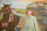 Grace B. Keogh painting, showing woman's light green garment and textured strokes.