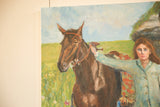 Grace B. Keogh's painting of woman and horse, featuring vibrant colors and expressive subjects.