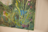 Signature 'GBK' on Grace B. Keogh painting amidst vibrant green and blue brushstrokes.