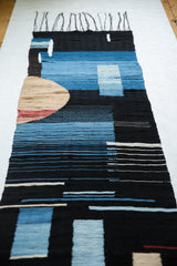 Textured blue and black woven patterns with horizontal light lines from Lea Thomas Channels.