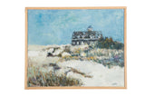 Grace B. Keogh 'Barn House on Beach', blue sky, white dunes, natural wood frame. 16x20 inches.
