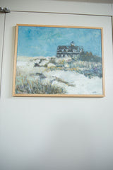 Bottom right corner of Grace B. Keogh painting showing GBK signature and wood frame.