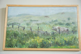 Impressionistic green landscape in Grace B. Keogh's 'Bull in Meadow' painting.