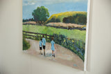 Artist Grace B. Keogh's 'GBK' signature, lower right corner of the textured landscape painting.