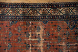 Vintage Malayer rug detail, allover vinery and blossoms with professional restoration.