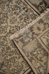 Antique Farahan Sarouk rug showing even pile wear, faint foundation, and hand-knotted back.