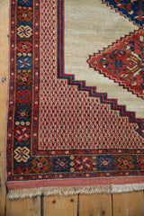The intricate, multi-banded border with floral motifs on a late 19th-century Persian Afshar rug.