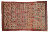 Fine antique Zuli Sultan rug, allover botanical design on ivory with tomato red borders.