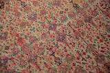 Antique Zuli Sultan rug, ivory, tomato red, navy floral pattern, with knot head wear and small holes.