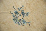 Hand-knotted Peking rug pile with powder blue and deep navy floral branches on cream.
