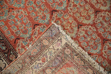 Vintage Malayer rug pile and distinct striped foundation showing intricate hand knotting.