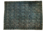 Vintage distressed Meshed carpet with allover floral boteh pattern in dusty blue and blush, 9'10