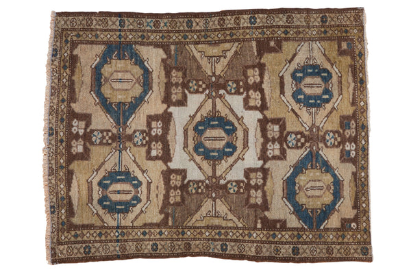 3x4 Vintage Distressed Hamadan Square Rug // ONH Item ct001238