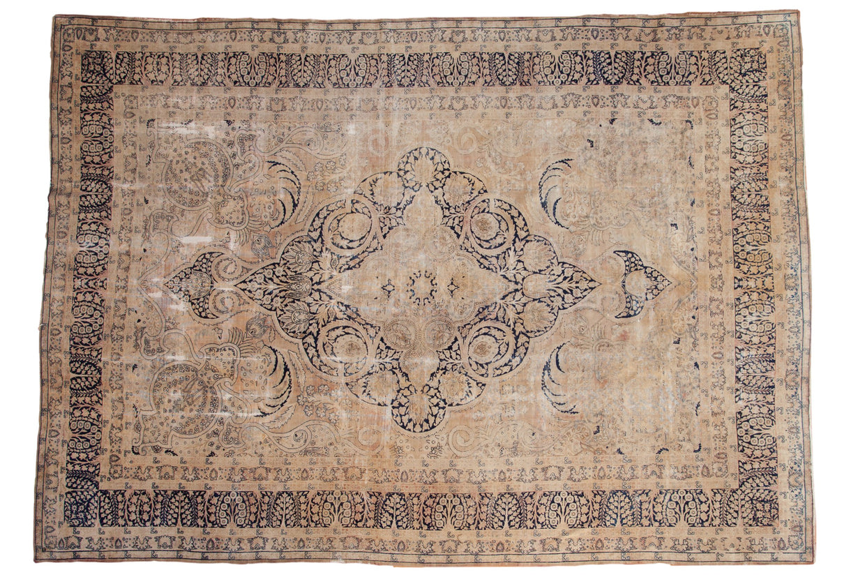 9.5x13.5 Vintage Distressed Meshed Carpet // ONH Item ct001241