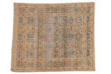 Distressed hand-knotted Persian Meshed rug, gold and dusty blue tree of life motif.