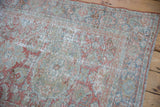 Distressed vintage Mahal runner showcasing wear, pale terra cotta, and dusty denim blue patterns.