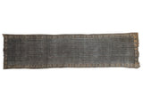 Hand-knotted distressed Anatolian runner with faded brown water motif and beige borders, 3'4