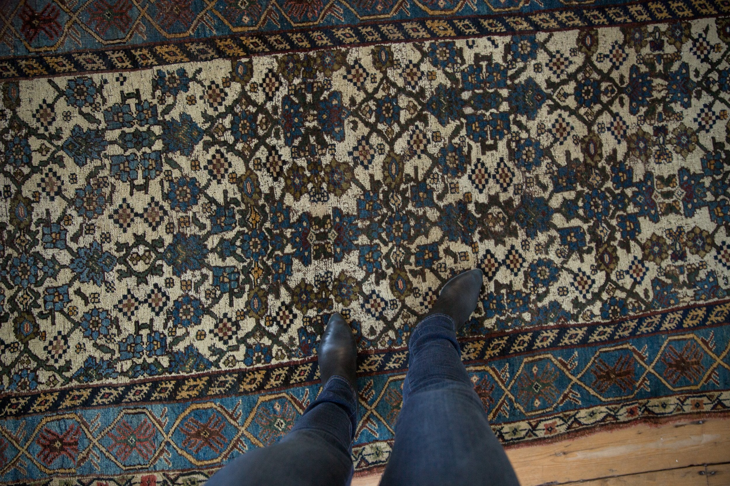 4.5x12 Vintage Distressed Kurdish Bijar Rug Runner // ONH Item ct001268 Image 1