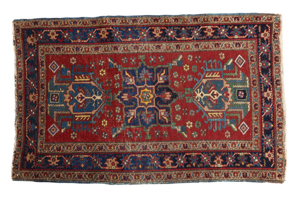 4.5x10.5 Antique Distressed Kurdish Rug Runner // ONH Item ct001272