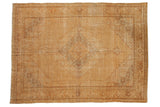Distressed vintage Indian Tabriz carpet with oversize Herati medallion in faded beige, cream, and copper.