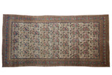 Antique Kerman runner, circa 1840s, ivory field of intricate golferang rose bouquets.