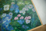 Artist Grace B. Keogh's GBK initials on the painting with natural wood frame.