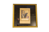 Reaching Through Time mixed media art, a collage of photos in a gold frame with a black, gold-speckled mat.