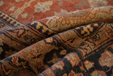 The textured, hand-knotted weave of a vintage Tabriz carpet shown in a detailed, folded view.