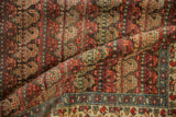 Recessed pile and intricate boteh motifs on a folded antique Persian Bijar collector carpet.