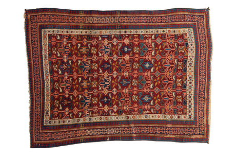 4x5 Antique Caucasian Square Rug // ONH Item ct001362